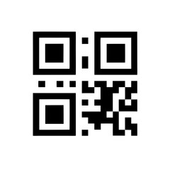 QR code with three localization markers and data matrix, black and white