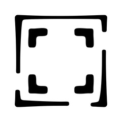 Abstract Black and White Geometric Symbol with Rounded Edges and Square Frame