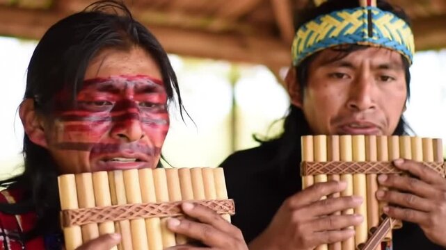 indigenous people Native flute players performing music folk video 4k Video 4k