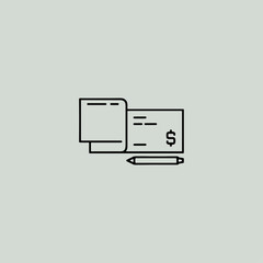 Checkbook and pen icon flat vector design.