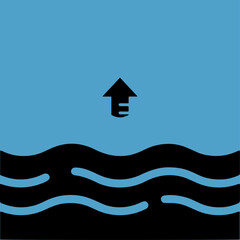 Rise in water level icon flat vector design.