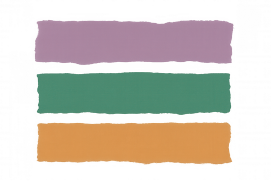 Torn paper strips creating colorful notes banners or labels, a textured ripped paper background element on transparent