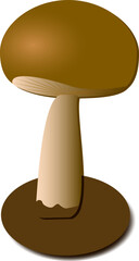 Brown Mushroom Clipart on Earth . Vector clipart of a brown mushroom standing on a round earth base with subtle shadow. Ideal for autumn, forest, and nature-themed designs, educational materials, or d