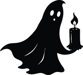 Ghost Whispering Into Candle Halloween Silhouette