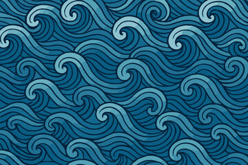Waves create a soothing pattern in deep blue water on a calm day at the ocean