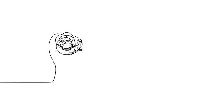 Confused Person Mental Health Continuous Line Animation for Stress Concept