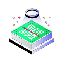 A isometric design icon of barcode scan