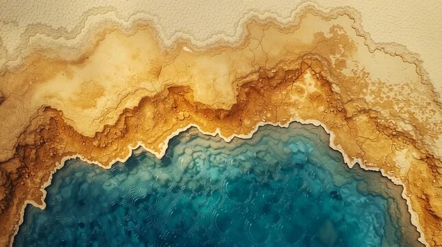 Vibrant Aerial View of Ocean and Coastline Textures: Nature's Abstract Patterns in Blue and Brown