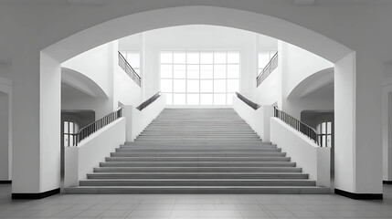 Obraz premium Architectural symmetry of staircase, modern clean lines, minimalist style