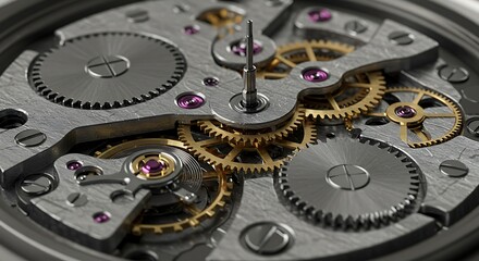Intricate Watch Mechanism A Close-Up View of Gears and Components