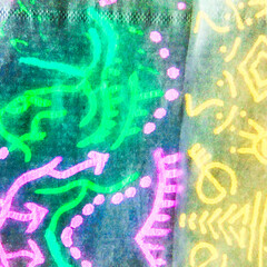 Rugs Motifs. Multi Watercolor Rhombus. Rainbow