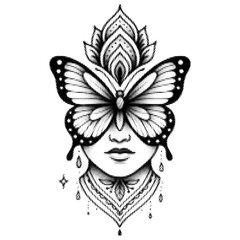 Face with Butterfly Wings vintage y2k halftone art, face with butterfly wings halftone stipple brutalist retro vector png with transparent background, bloom 2000s aesthetic photocopy effect tattoo