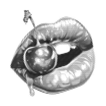 Lips with Cherry Vintage Y2K Stipple Art, Sensual Halftone Brutalist Retro Vector PNG with Transparent Background, Sweet 2000s Aesthetic Photocopy Effect Tattoo