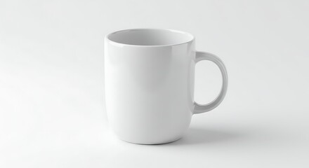 Fototapeta premium Blank white coffee mug for mockup, isolated on a clean white background for branding