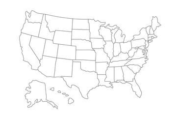 USA states map vector. States map outline