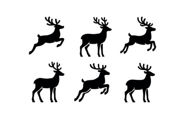 Obraz premium Woodland deer silhouette icons for nature and wildlife design projects