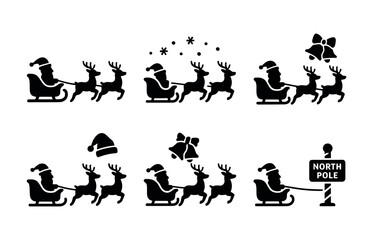 Fototapeta premium Santa and reindeer christmas icons for holiday design projects