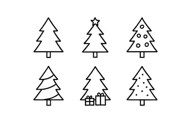 Fototapeta premium Festive christmas tree icons for holiday design and decoration projects