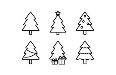 Obraz premium Festive christmas tree icon collection for holiday design projects