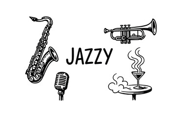 Naklejka premium Jazz music icon set for creative design and branding projects