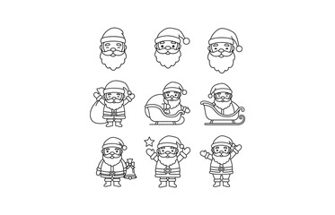 Christmas santa claus icons for holiday design and branding