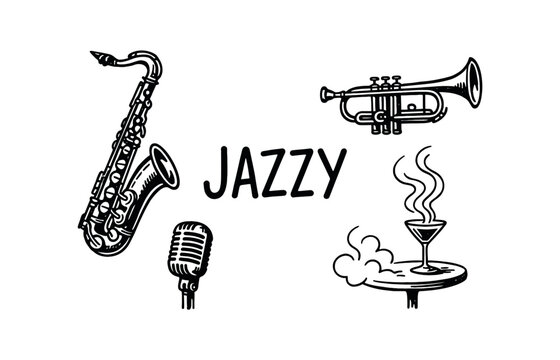 Jazz music icon set for creative design and branding projects - Powered by Adobe