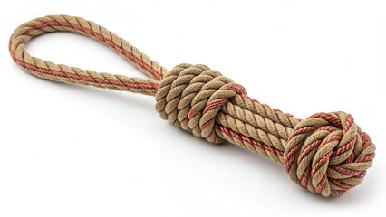 Braided rope toy for dog on white background, durable and chewable design for pets. Braided rope toy promotes active playtime for dogs and encourages engagement.