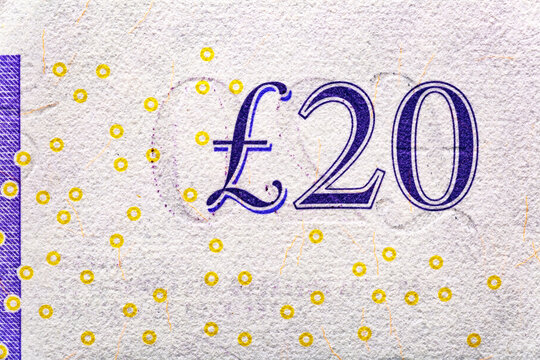 Great Britain 20 Pounds 2006 polymer Banknotes.Banknotes with  images of Queen Elizabeth portrait.Adam Smith (1723-1790), Scottish pioneer in economics.Bonistics.World money collection.