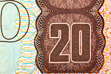 20 Rand SOUTH AFRICA 1982.South African Reserve Bank, "Jan van Riebeeck".Bonistics.World money collection.Fragment banknote for design purpose.