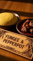 Golden Heritage: Fungee & Pepperpot with Lignum Vitae Plaque in Golden-Hour Glow