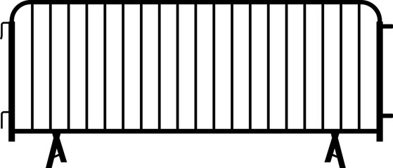 Silhouette of a metal crowd control barrier.