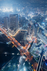 横浜ランドマークタワーから望む桜木町方面の夜景