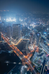 横浜ランドマークタワーから望む桜木町方面の夜景
