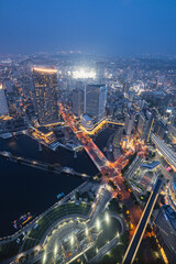 横浜ランドマークタワーから望む桜木町方面の夜景