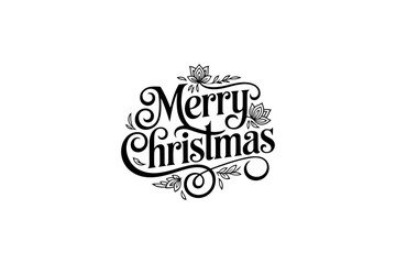 Merry Christmas Festive Typography on Transparent Background