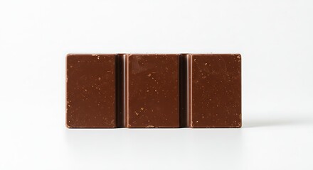 Delicious milk chocolate bar with three segments on a white background, studio shot