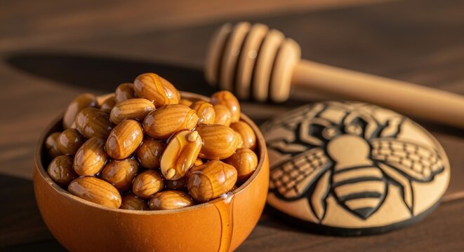 Golden Nectar of Angola: Ginguba com Mel in Gourd Bowl with Chokwe Dipper & Bee Carving