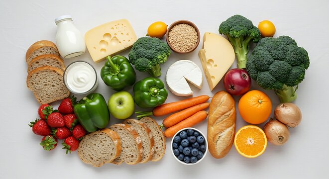 Vibrant and Wholesome Selection of Fresh Foods for a Balanced and Healthy Diet Concept
