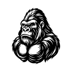 Gorilla Head Silhouette Vector Illustration