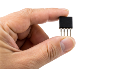 hand holding op-amp isolated