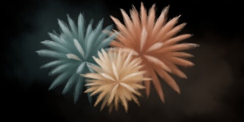 Obraz premium Firework display with three different colored fireworks