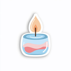 Burning candle producing light sticker vector illustration