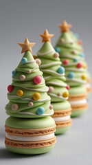 Christmas tree macarons decorating festive holiday dessert table