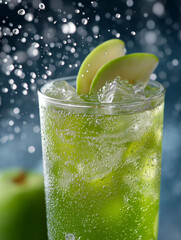Green apple soda drink refreshing sparkling water splash