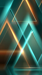 Abstract geometric triangles glowing with neon vibrant light