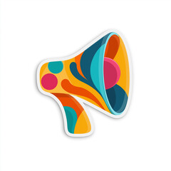 Colorful abstract megaphone icon, creative announcement concept