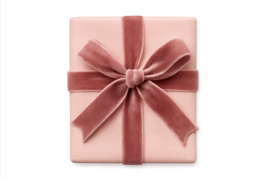 Pale pink gift box with velvet bow