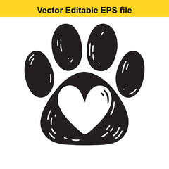 Obraz premium vector art of a black paw print with a white heart inside