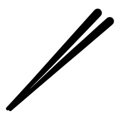 Black chopsticks, a utensil for Asian cuisine, isolated on a white background