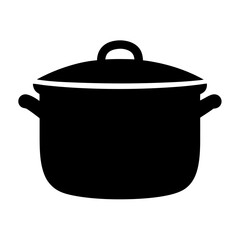 Simple vector illustration of a black stock pot with lid and handles